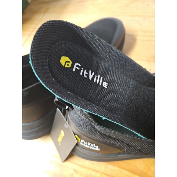 FitVille BriskWalk‎ Recovery Slip-On Wide Walking Sneakers Black Men\'s 11.5EW main image 10